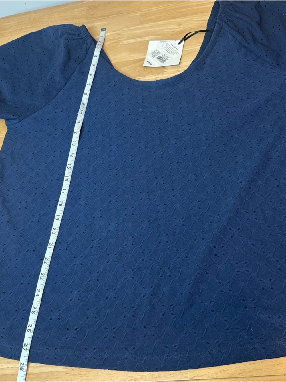 Ava & Viv Eyelet Blouse Women's Size 2X Blue Elastic Sleeve Plus Size NWT - Picture 6 of 8
